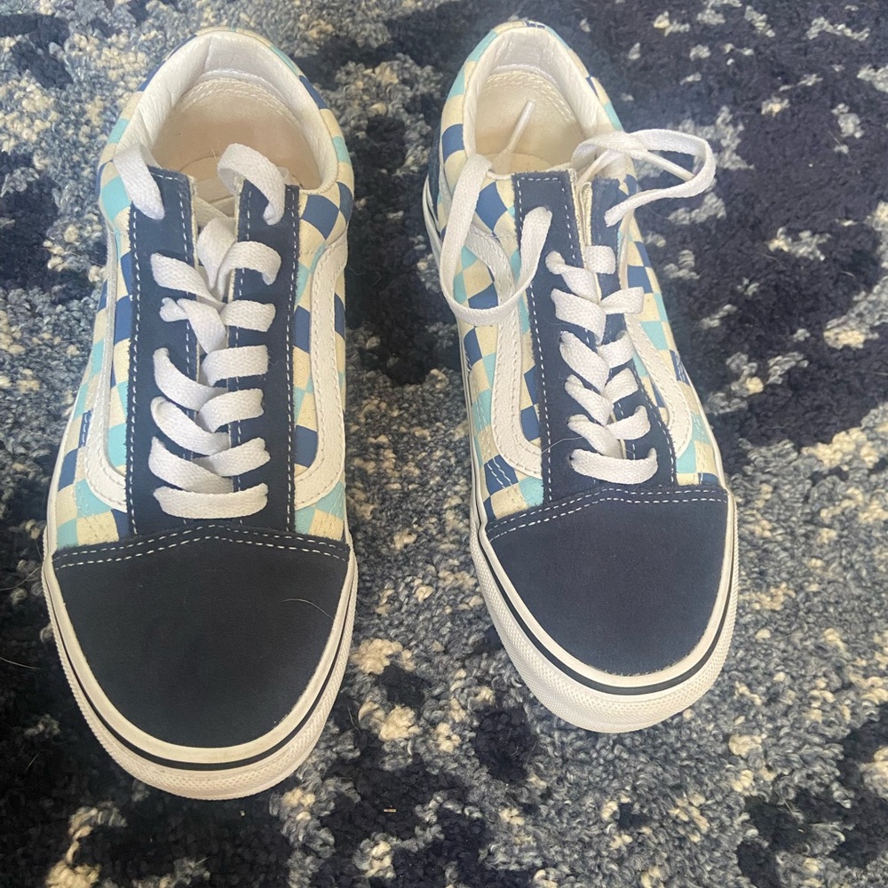 Vans blue checkered old school .